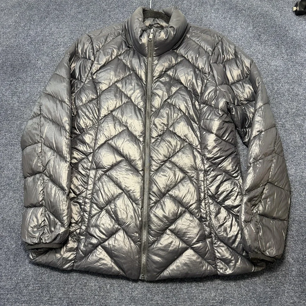 London Fog Jacket Womens Medium Black Lightweight Packable Down Puffer Quilted